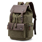 Vintage Canvas Leather Backpack | Large Capacity | Breathable Shoulder Straps | Interior Laptop Compartment | Multi-Pocket Design | Adjustable Buckle | Lightweight Travel Bag | Hiking Camping School Work