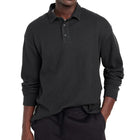 Men's Tailored Fit Polo Shirt | Solid Color | Button Lapel Collar | Long Sleeve | Cotton Blend Fabric | Casual & Semi-Formal | Versatile Styling | Breathable & Durable | Perfect for Transitional Weather
