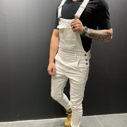 Men's Denim Overalls | Solid Color | Adjustable Straps | High-Quality Durable Fabric | Functional Pockets | Casual Outfits | Versatile Fashion | Classic Comfortable Fit | Everyday Wear