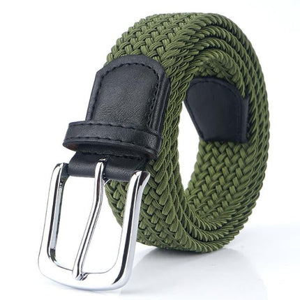 Men's Woven Elastic Belt | 3.4 CM Width | Durable Stretch | Handwoven Craftsmanship | Nickel Alloy Buckle | Versatile Fashion Accessory | Perfect for Chinos Jeans Slacks | Gift for Dad Friend Son