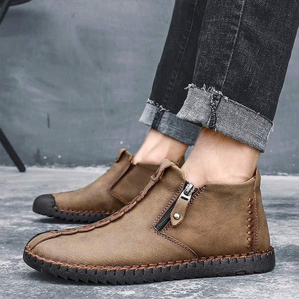 Vintage Leather Men's Casual Boots | Flexible Rubber Sole | Lightweight & Comfortable | Work & Weekend Footwear