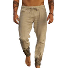 Men's Cotton Blend Beach Pants | Solid Color | Elastic Waist Drawstring | Relaxed Fit | Lightweight & Breathable | Multipurpose Casual | Summer Essentials | Multiple Pockets | Comfortable Loungewear