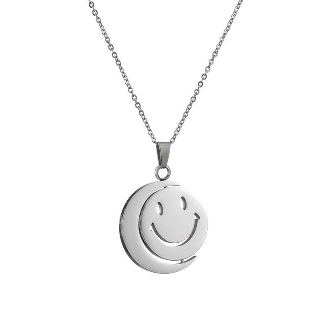 Retro Smiley Face Necklace | Casual Fashion Jewelry for Men & Women | Trendy Unisex Pendant | Fun & Playful Accessories | Gifts for Teens & Adults