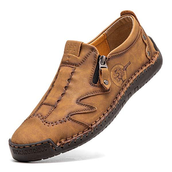 Men's Vintage Leather Loafers | Casual Comfort Shoes | Cushioned Footbed | Flexible Rubber Outsole | Easy Slip-On | Medium Width