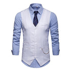 Men's V-Neck Dress Vest | Soft Woven Fabric | Sleeveless | Five-Button Closure | Chest & Waist Welt Pockets | Adjustable Buckle Back | Fully Lined | Machine Washable