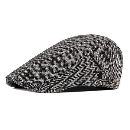 Men's Herringbone Beret Cap | Vintage Casual Style Hat | Classic Newsboy Flat Cap for Men | Stylish Men's Headwear