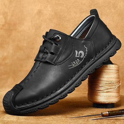 Men's Loafers | Casual Leather Shoes | Retro Style | Comfortable Leather Upper | Hand Stitched | Cushioned Footbed | Flexible Rubber Sole | Medium Width