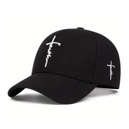 Men's Retro Casual Baseball Cap | Cross Faith Embroidery | Adjustable Strap | Cotton Material | Stylish Everyday Hat