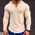 Men's Casual Waffle Knit Hoodie | Solid Color Long Sleeve Top | Comfortable Regular Fit | Versatile Year-Round Wear | High-Quality Breathable Fabric