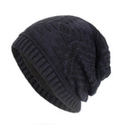 Men's Winter Fleece Lined Knitted Hat | Acrylic Geometric Pattern | Casual Plush Warmth | Autumn and Winter Accessories | Cozy Headwear