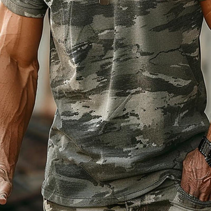 Men's Camouflage Print T-Shirt | Round Neck | Short Sleeve | Casual Style | Cotton Blend Fabric | Trendy Pattern | Various Camouflage Prints | Sizes S-XL | Comfortable Fit