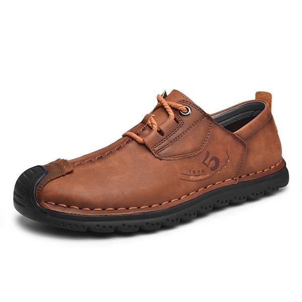 Men's Loafers | Casual Leather Shoes | Retro Style | Comfortable Leather Upper | Hand Stitched | Cushioned Footbed | Flexible Rubber Sole | Medium Width