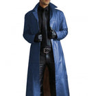 Men's Leather Trench Coat | Vintage Solid Color | Tailored Long Lapel | Classic Elegant Outerwear | Durable Timeless Design for Fall & Winter | Versatile Formal & Casual Wear | Warm Stylish Jacket