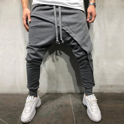 Men's Casual Cotton Pants | Layered Stitching Design | Drawstring Waist | Plain Pattern | Moderate Elasticity | Perfect for Spring, Summer, Autumn | Ideal for Daily Life, Sports & Travel