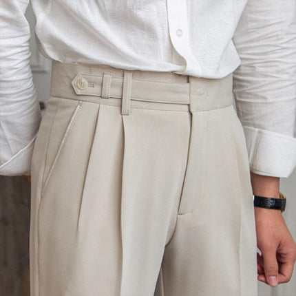 Men's High Waist Suit Pants | British Neapolitan Style | Straight Leg Trousers | Formal Wear | Elegant Tailoring | Premium Fabric | Modern Sophistication | Classic Fit | Versatile Formal Trousers