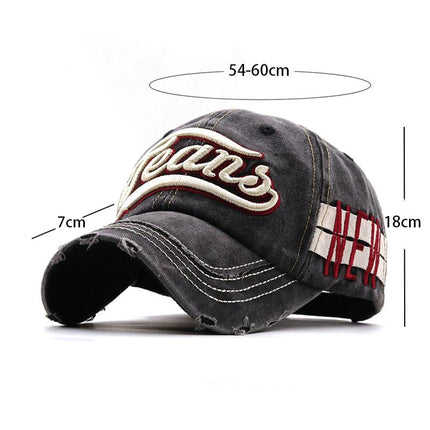 Men's Letter Embroidered Cotton Baseball Cap | Sports & Leisure Dome Hat | Breathable Sunshade for All Seasons | Short Brim | 54-56cm Adjustable