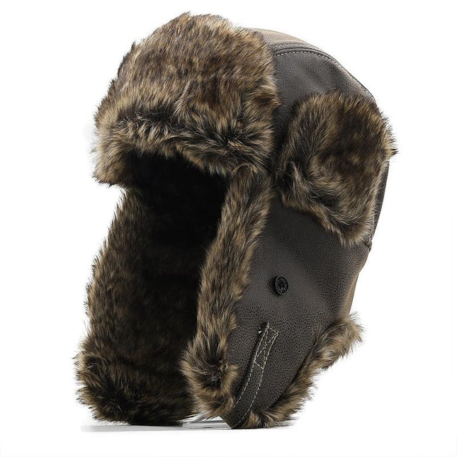 Men's Leather Hat | Warm Ear Protection | Winter Style | High-Quality Durable Material | Rugged Design | Adjustable Fit | Timeless Fashion | Comfortable Insulated Lining | Outdoor Adventures