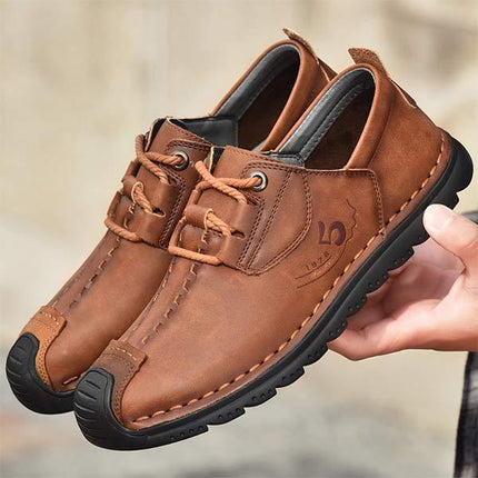 Men's Loafers | Casual Leather Shoes | Retro Style | Comfortable Leather Upper | Hand Stitched | Cushioned Footbed | Flexible Rubber Sole | Medium Width