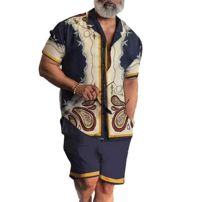 Men's Stylish Printed Slim Fit Short Sleeve Shirt Set | Premium Fabric | Vibrant Colors | Modern Summer Casual Wear | Eye-Catching Designs | Comfortable & Durable