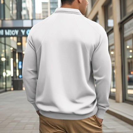 Men's Long Sleeve Polo Shirt | Solid Color | Lapel Collar | Raglan Sleeves | Casual & Classic Style | Comfortable Cotton Blend | Relaxed Fit | Versatile for Everyday Wear