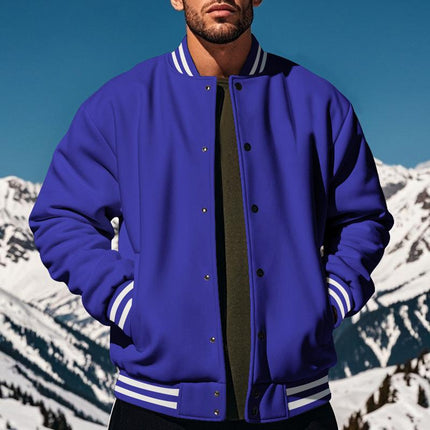 Men's Fleece Baseball Jacket | Stand Collar | Casual Sports Outerwear | Warm & Cozy | Classic Style | Ribbed Cuffs & Hem | Multiple Pockets | Durable & Lightweight | Stylish Color Options | Perfect for Layering