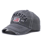 Men's American Flag Embroidered Baseball Cap | Adjustable Cotton Polyester | Vintage Washed Curved Brim | Sun Protection | Patriotic Peaked Hat