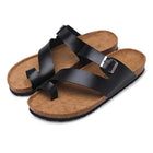 Men's Beach Flip-Flops | Soft Leather Upper | Cork Midsole Support | Comfortable EVA Outsole | Casual Summer Sandals
