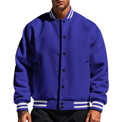 Men's Fleece Baseball Jacket | Stand Collar | Casual Sports Outerwear | Warm & Cozy | Classic Style | Ribbed Cuffs & Hem | Multiple Pockets | Durable & Lightweight | Stylish Color Options | Perfect for Layering