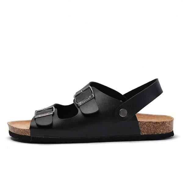 Men's Open Toe Casual Sandals | Soft Leather Upper | Cork Midsole for Comfort | Durable EVA Outsole | Ideal for Summer Activities | Beach Pool Party Ready
