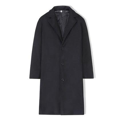 Men's Slim-Fit Long Trench Coat | British Style Outerwear | Classic Lapel Collar | All-Season Jacket | Black Grey Beige | Tailored Formal Look | Elegant Men's Coat | High-Quality Material