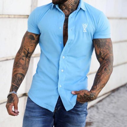 Men's Casual Letter Print Shirt | Short Sleeve | Lapel Collar | Button Front | Breathable Fabric | Spring Summer Fashion | Daily Wear