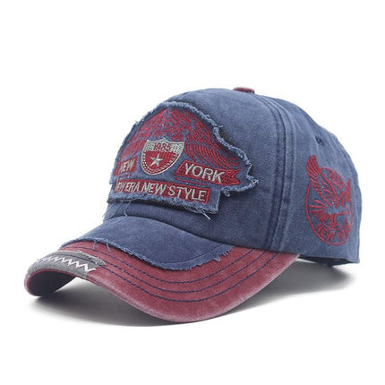 Men's Denim Baseball Cap | Washed Embroidery Letters Design | Adjustable Wide Brim Dome Hat