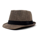 Vintage Striped Cotton Hat | Flat Top Curved Brim | Decorative Ribbon | All Season Casual Men's Accessory