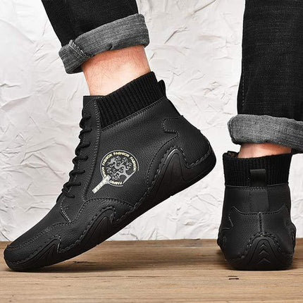 Vintage Leather Ankle Boots for Men | High-Quality Fit | Flexible Rubber Sole | Lightweight & Comfortable | Casual Boots for Work & Weekend
