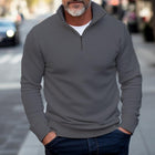 Men's Sweatshirt | Solid Color | Half Stand Collar | Zip Closure | Versatile Layering | Comfortable Material | Variety Styles | Multiple Sizes | Easy Care