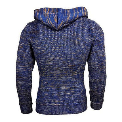 Men's Knitted Hoodie | Casual Loose Fit | Hooded Long Sleeve | Polyester Blend | Kangaroo Pocket | Soft & Breathable | Leisure Style | Activewear Pullover | Zipper Closure | Relaxed Fit | Classic Design