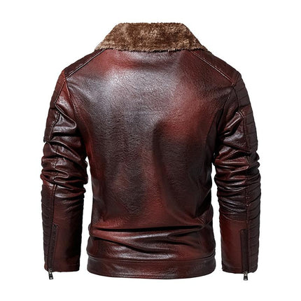 Men's Vintage PU Leather Jacket | Fleece Lined | Classic Style | Quilted Sleeves | Warm & Durable | Available in S-3XL | Ideal for Casual & Outdoor Wear