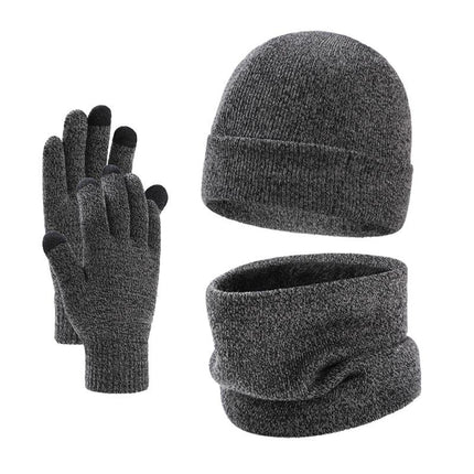 Men's Winter Knitted Set | Plus Velvet Hat Scarf Gloves | Warm & Cozy Fashion Accessories | 3-Piece Color Coordinated Set | Soft Velvet Lining | Durable & Stylish Winter Essentials