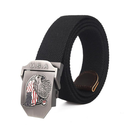 Men's Patriotic Canvas Belt | USA Eagle Flag Design | Automatic Smooth Buckle | Durable Everyday Accessory | Adjustable Fit | Casual to Semi-Formal Use | High-Quality Craftsmanship | Stylish & Comfortable