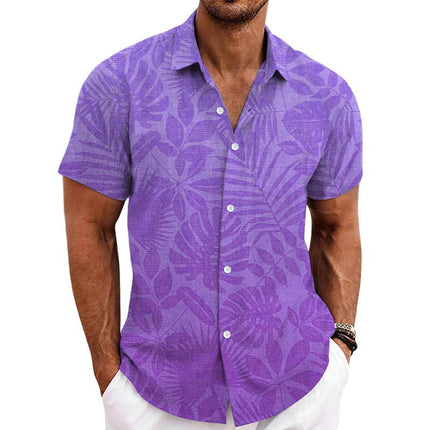 Men's Hawaiian Shirt | Tropical Print | Short Sleeve | Camp Collar | Lightweight Polyester | Relaxed Fit | Beach Vacation Casual | Bold Floral | Palm Print | Vibrant Colors | Button-Front Closure