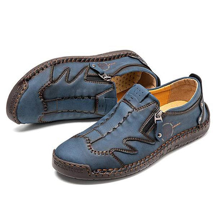 Men's Vintage Leather Loafers | Casual Comfort Shoes | Cushioned Footbed | Flexible Rubber Outsole | Easy Slip-On | Medium Width