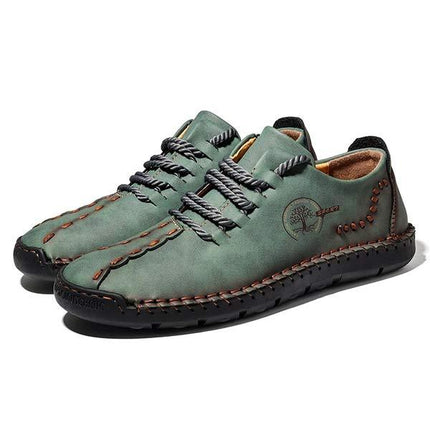 Men's Casual Vintage Leather Loafers | Hand Stitched | Flexible Rubber Sole | Medium Width Shoes