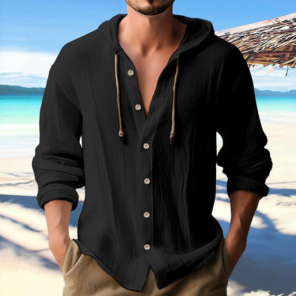 Men's Long Sleeve Solid Color Hoodie | Single Breasted Design | Casual Outerwear | Soft Fabric | Front Pockets | Versatile Style
