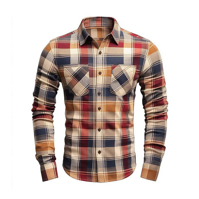 Men's Slim Fit Check Shirt | Classic Casual Style | Long Sleeve Brushed Cotton | Premium Soft Fabric | Versatile Office to Weekend Wear | Easy Care Machine Wash | Tailored for Comfort & Movement