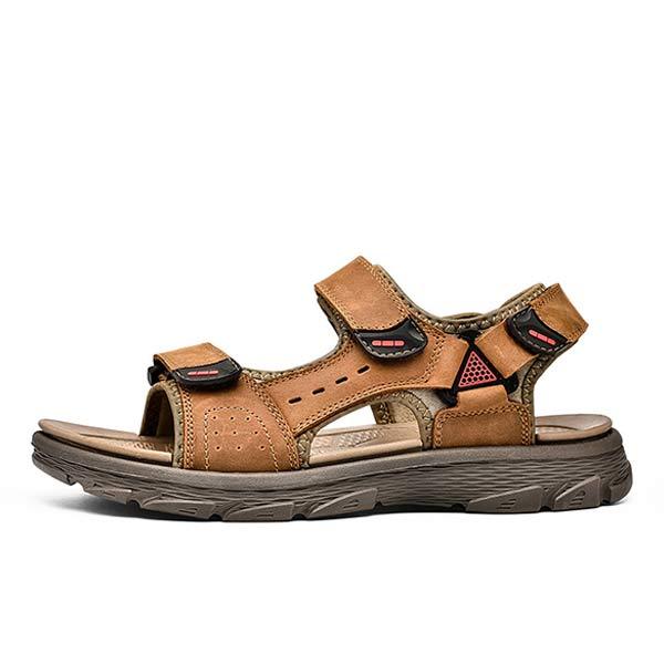 Men's Casual Beach Sandals | Durable Leather Upper | Non-Slip Flexible Sole | Adjustable Heel Strap | Breathable Textile Lining | All-Day Comfort | Everyday Summer Footwear