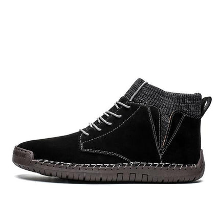 Premium Suede Leather High-Top Men's Boots | Lace-Up Closure | Elastic Cuff | Cushioned Insole | Durable Rubber Outsole | Warm Fall & Winter Footwear | Casual & Fashionable Style