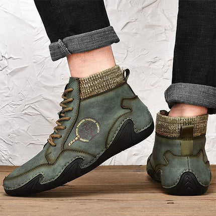 Vintage Leather Ankle Boots for Men | High-Quality Fit | Flexible Rubber Sole | Lightweight & Comfortable | Casual Boots for Work & Weekend