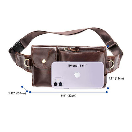 Men's Leather Waist Bag | Genuine Leather Messenger Bag | Adjustable Straps | Multiple Compartments | Durable Travel Accessory | Stylish Crossbody Bag for Men | Secure Closure | Compact & Lightweight