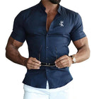Men's Casual Letter Print Shirt | Short Sleeve | Lapel Collar | Button Front | Breathable Fabric | Spring Summer Fashion | Daily Wear