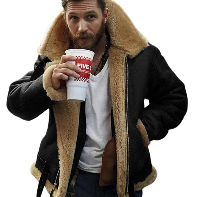Men's Winter Coat | Fur-Lined Collar | Thickened Mid-Length Jacket | Windproof Water-Resistant Outerwear | Full-Length Sleeves | Regular Fit | Zip & Button Closure | Stylish & Warm | Insulated Winter Outerwear